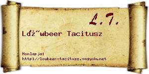 Löwbeer Tacitusz névjegykártya